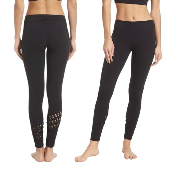 Free People FP Movement Revelation Black Knotted Woven Leggings | Athleisure - Picture 3 of 16